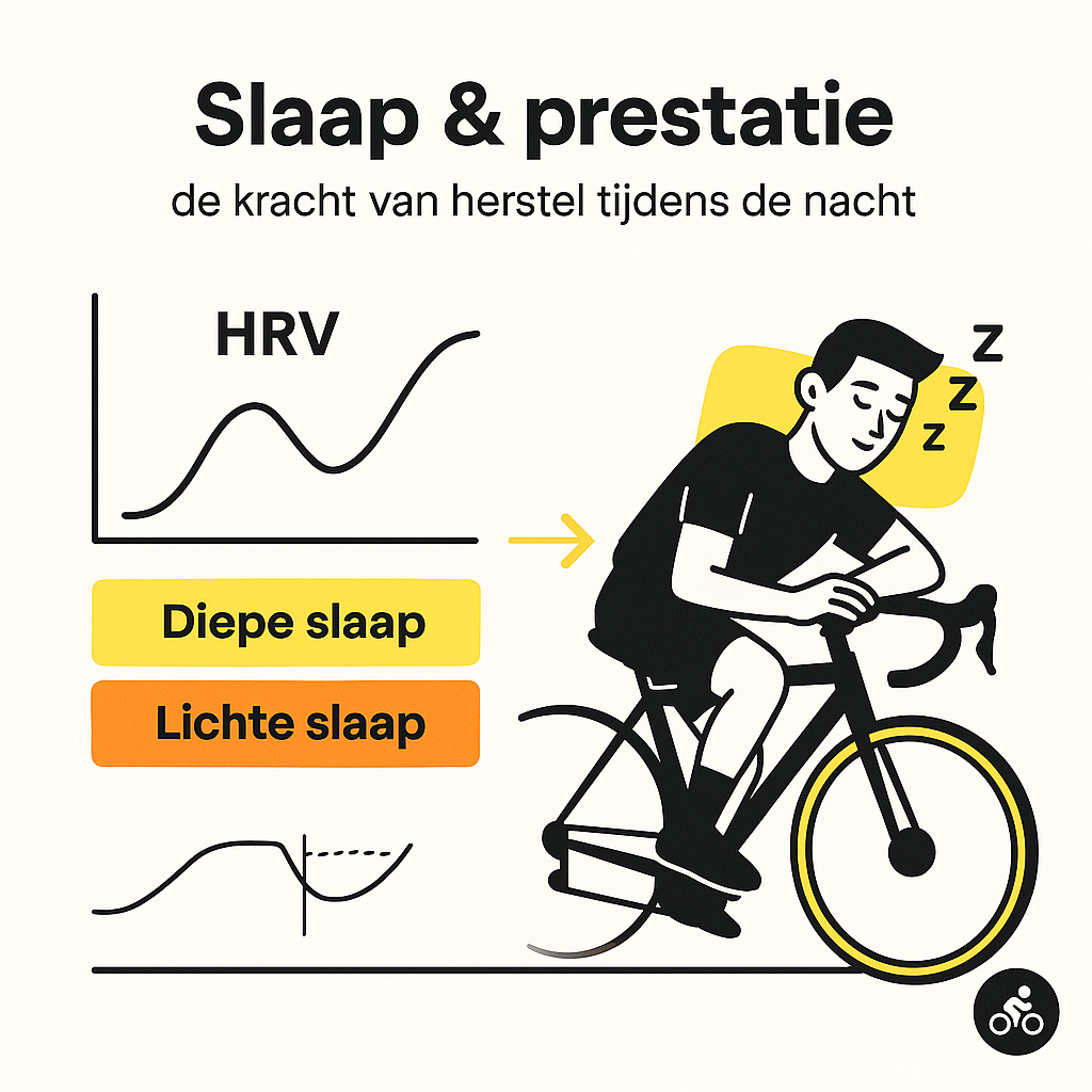 HRV meten voor herstel en training – visual van hartslagdata en fietser in balans tussen inspanning en rust